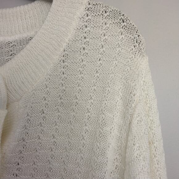 Vintage Blair Women's Sz M Cream Crochet Cardigan Granny Prairie Core USA Made - Picture 2 of 6